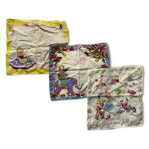 •Vintage Old 40s 50s Children’s Handkerchief Hankies 8” x 8”•